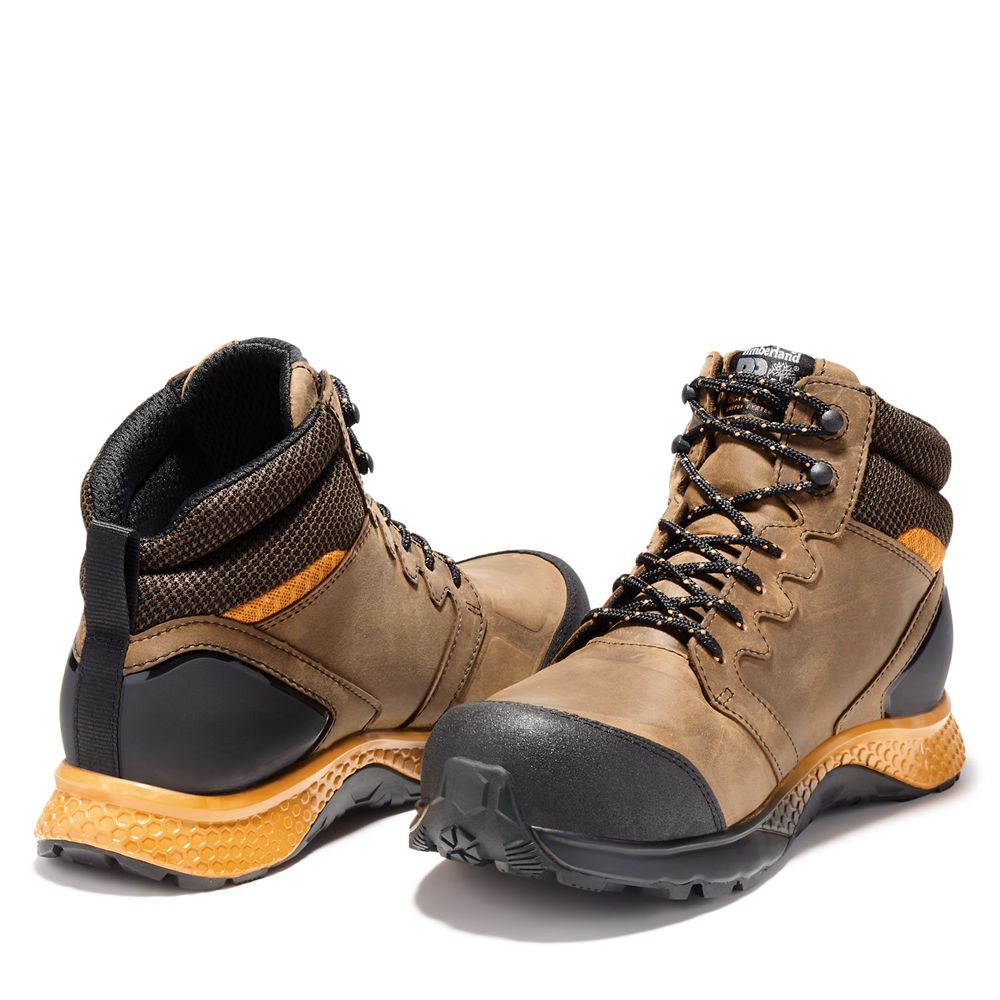 Timberland Mens Work Boots PRO® Reaxion Comp Toe - Brown/Black - India FK7186943